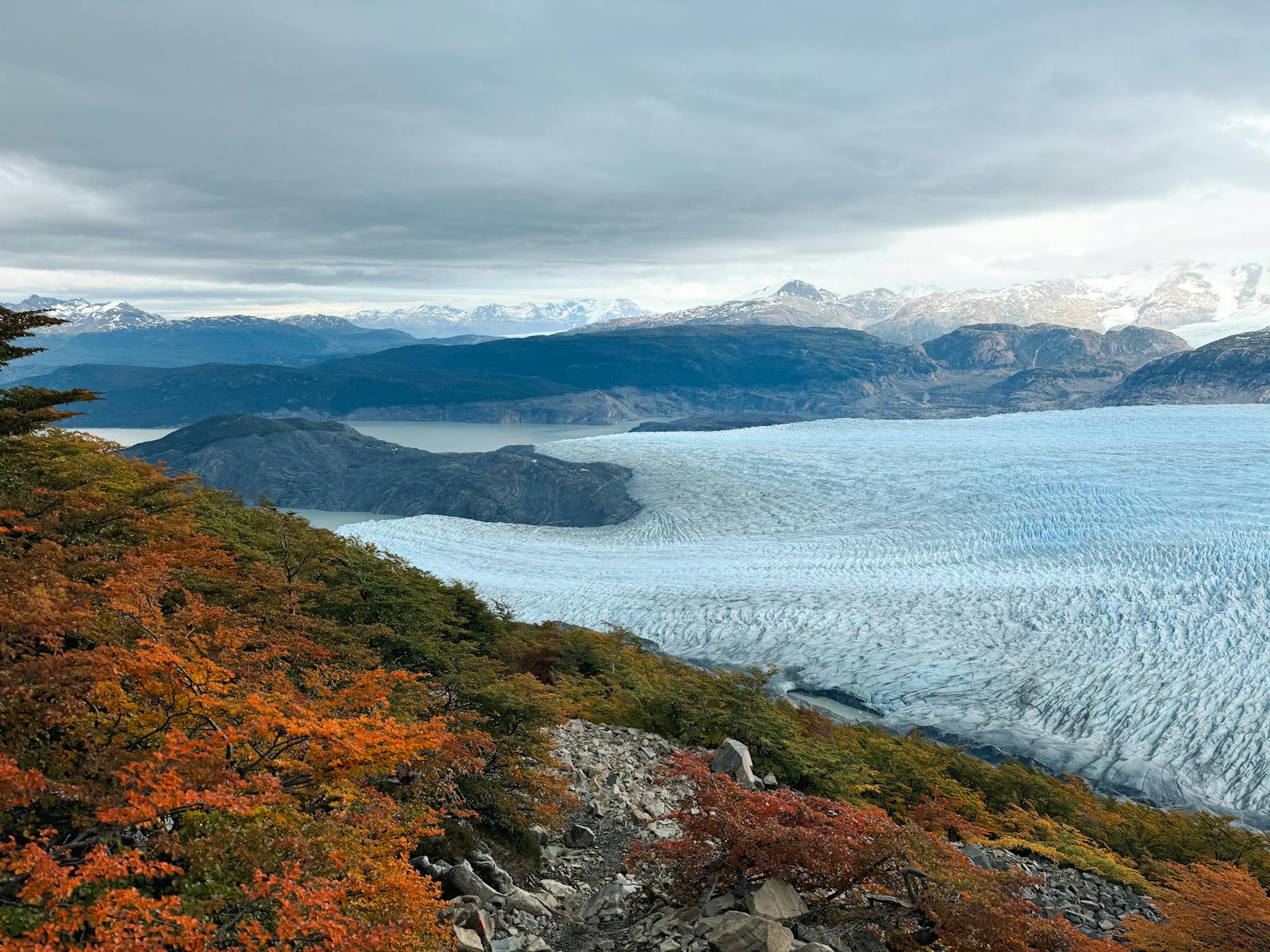 Beautiful aerial shot of a glacier in Magallanes y la Antártica Chilena, Chile during autumn.